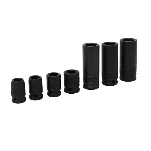 1/2" drive, 6-point deep impact socket set 7 PC
